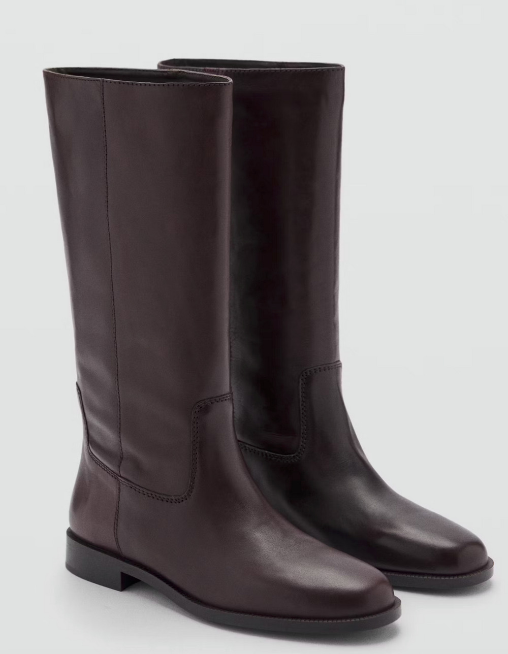 NEW MANGO MNG CHOCOLATE BROWN AMOR LEATHER HIGH BOOTS SZ 38 US 7.5